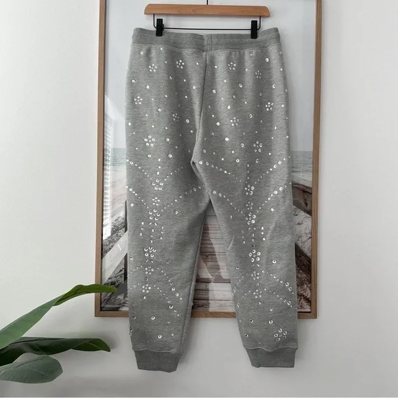 CYNTHIA ROWLEY Rhinestone Embellished Grey Sweatpants - Picture 7 of 15